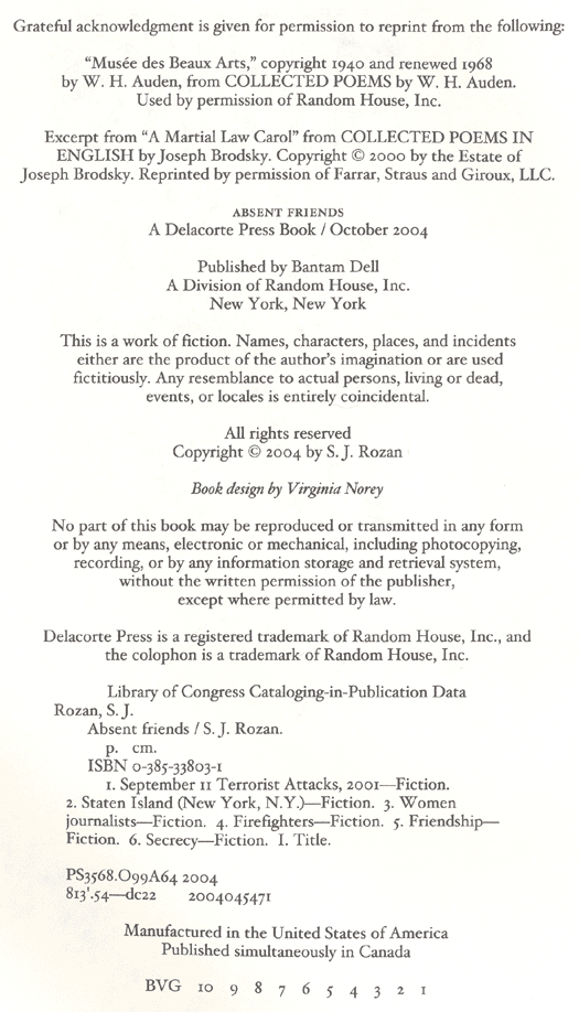 Absent Friends Copyright Page