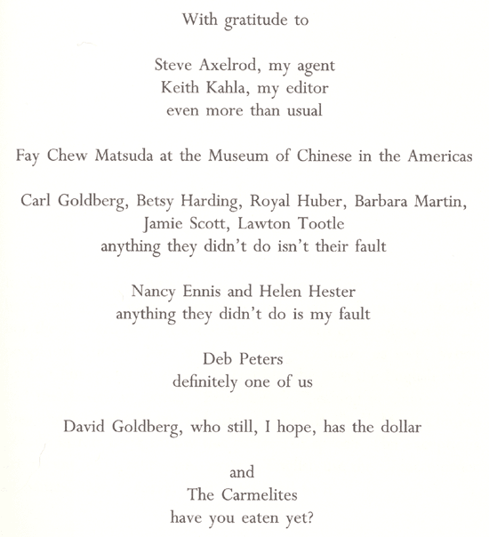 Bitter Feast Acknowledgment Page