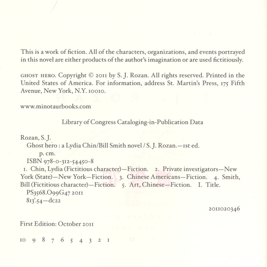 Ghost Hero Copyright Page