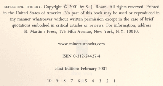 Reflecting The Sky Copyright Page