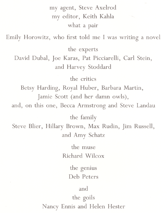 Stone Quarry Acknowledgment Page