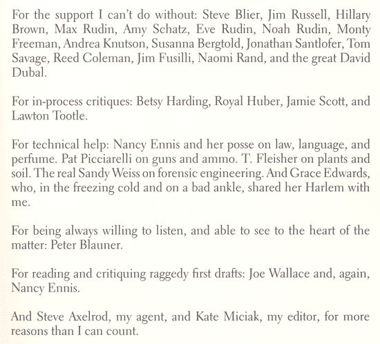 In This Rain Acknowledgment Page