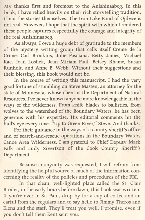 Boundary Waters Acknowledgment Page