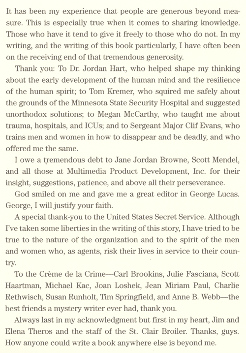 The Devil's Bed Acknowledgment Page