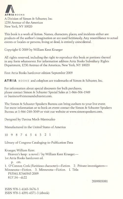 Heaven's Keep Copyright Page
