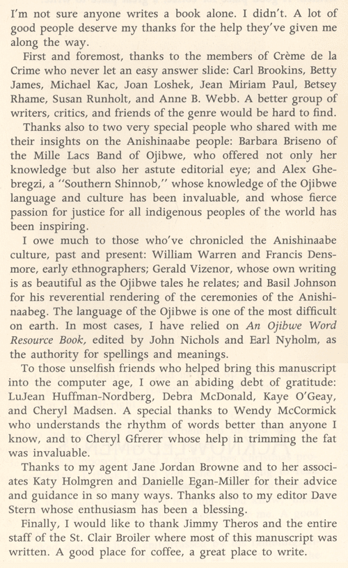Iron Lake Acknowledgment Page